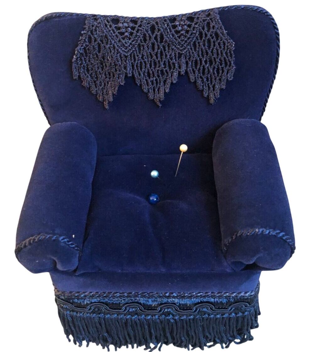 Dritz Midnight Blue Velour Chair Pin Cushion New in Box
